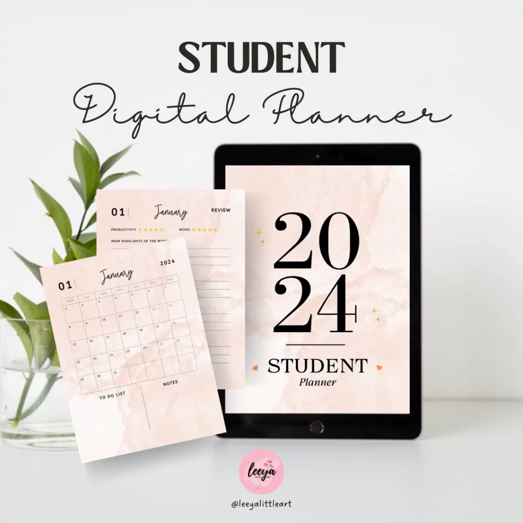 2024 Student Digital Planner | Study Planner | A4 Printable Instant Download | Students Schedule Template | Daily Timetable Layout | Productivity Organizer PDF | Digital Download