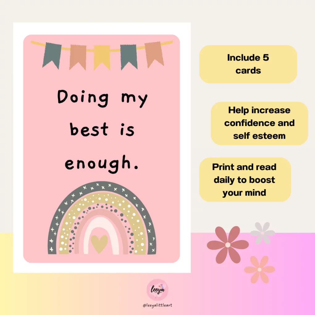 Student Printable Positive Affirmation Cards | Set of 5 Student Affirmation Cards | Digital Download | Encouragement Cards for Student | PDF
