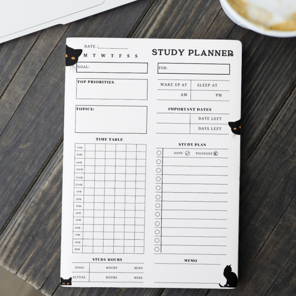 Study Planner A4 Printable Timetable for student Daily Planner Printable Planner Daily Student Timetable