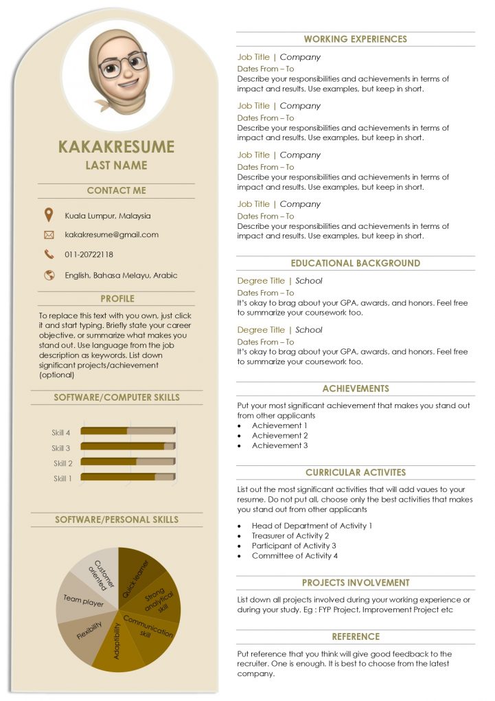 Template Resume Murah : KR05-1-PAGE-BROWN
