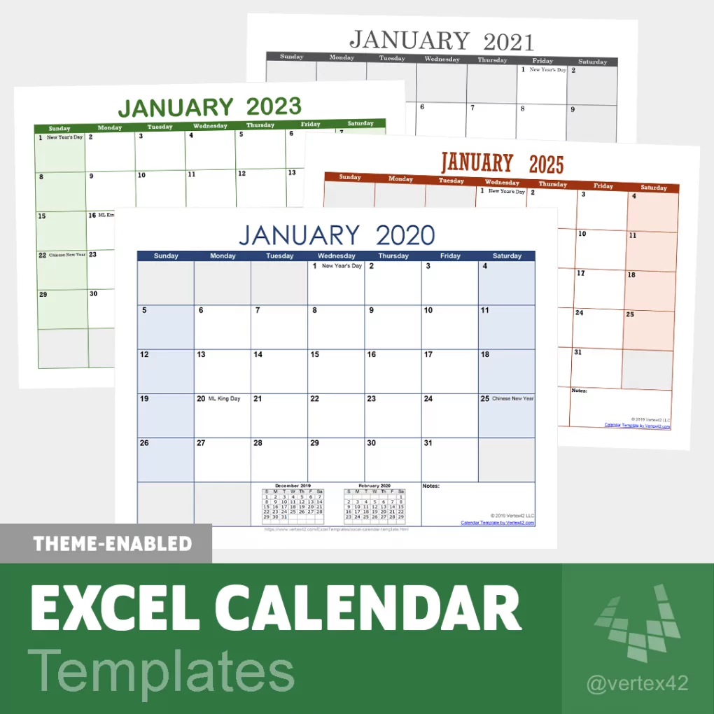 Calendar Excelsheet Template Editable