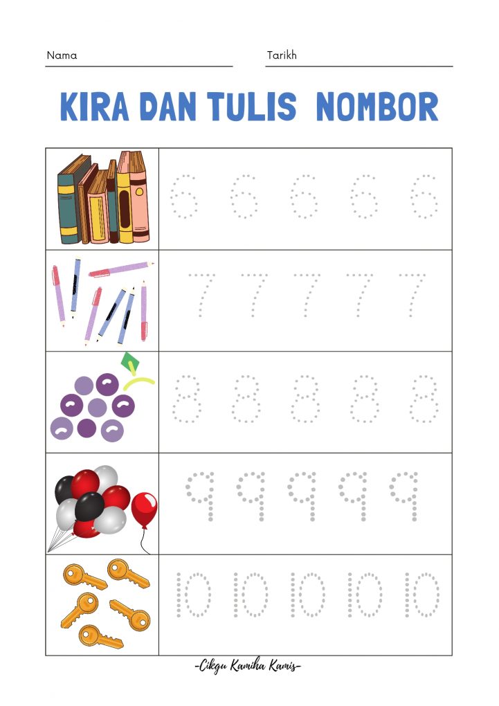 Kira dan tulis nombor(1-10)