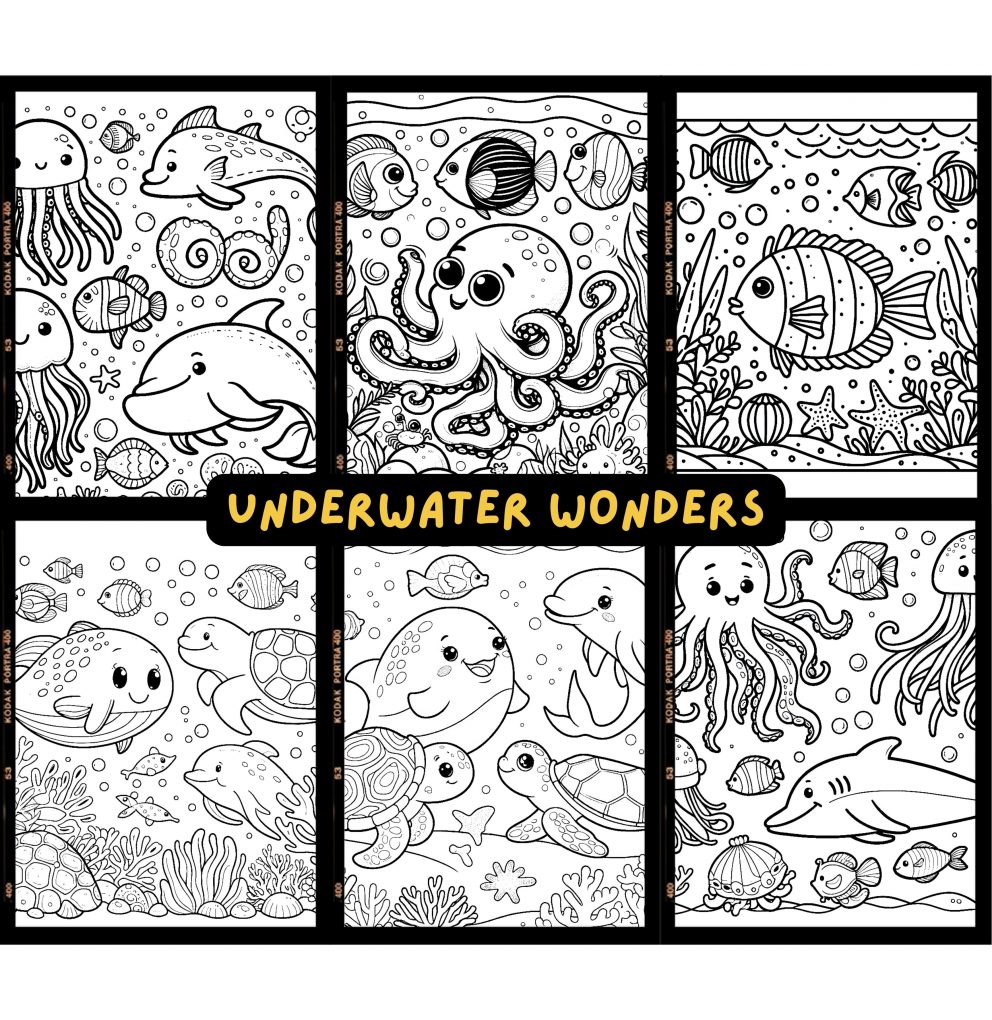 UNDERWATER ADVENTURE - Coloring Pages/Book for Kids & Adult Stress Relief Relaxing Activity - Buku Warna
