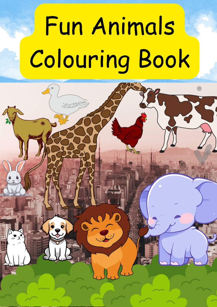 Fun Animals with Their Youngs Colouring Book