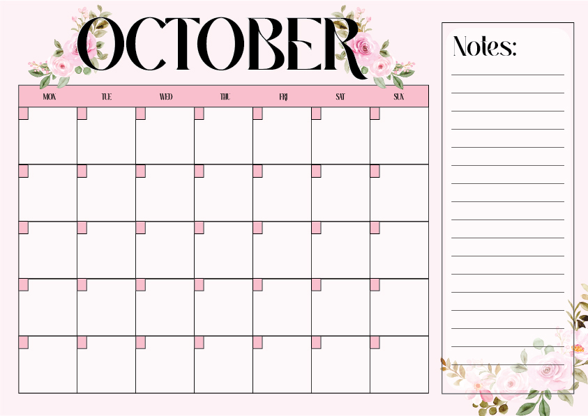 Pink Floral Calendar