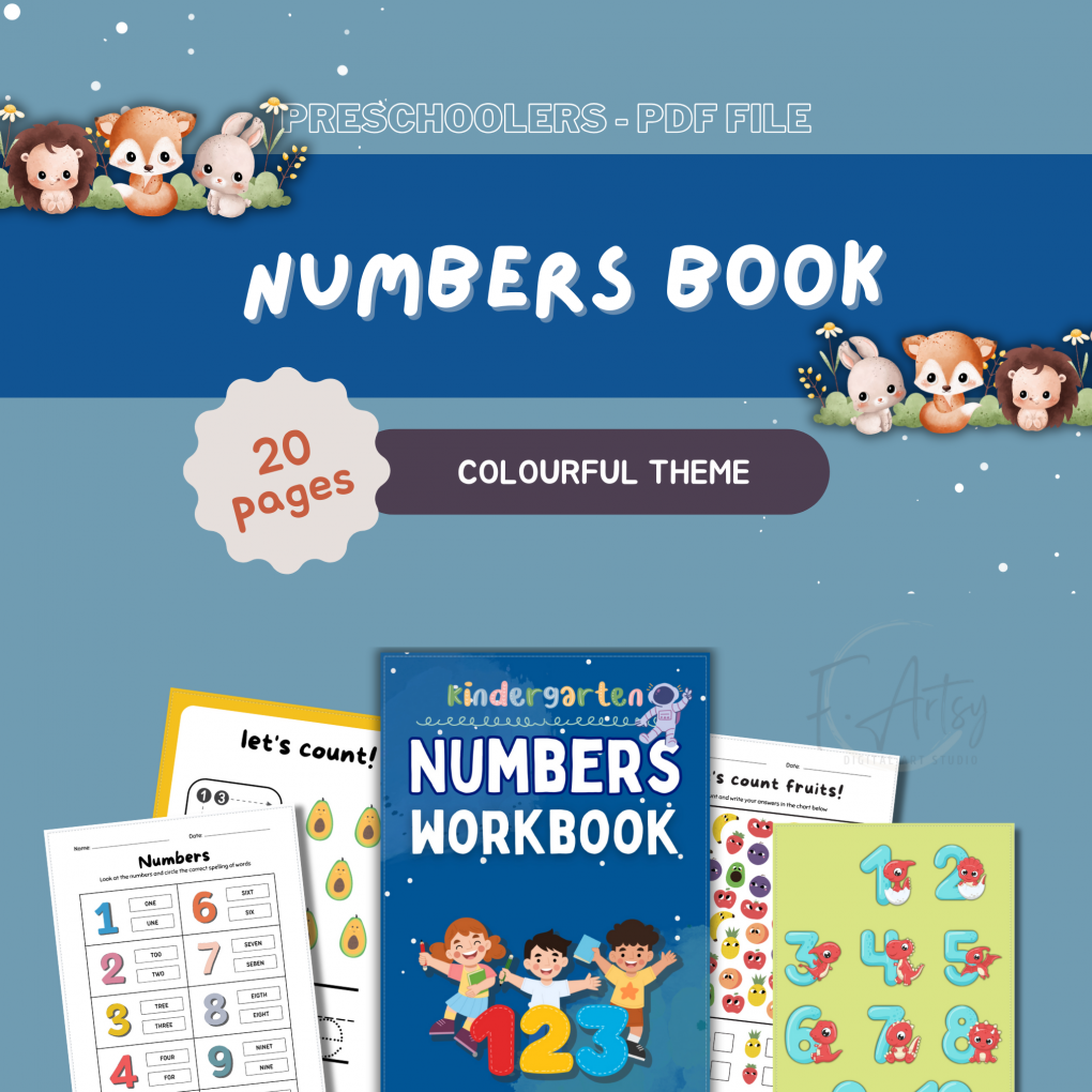 Digital Interactive Numbers Colouring Book | Colour by Numbers | Learning Book for Kindergarten | Numbers Colourful Book | Number Tracing Workbook