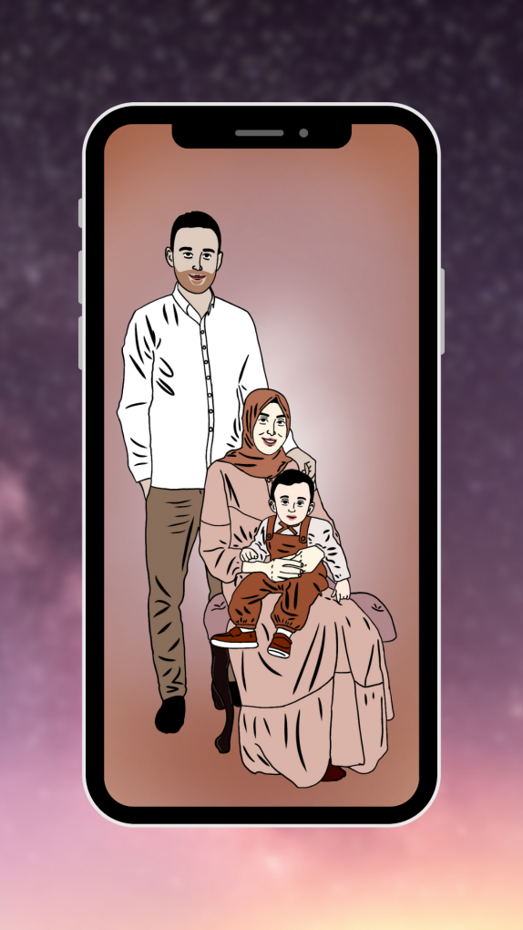 Family of Three | Coloured Background