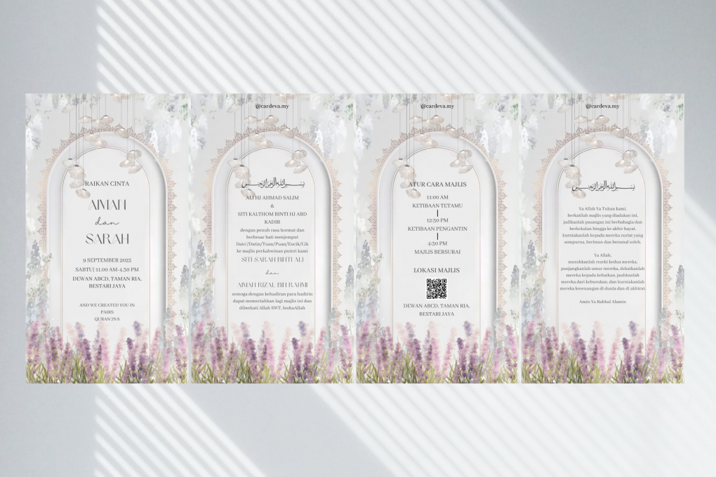Fully Editable Digital Wedding Invitation Template, Wedding Invitation Video, Lavender Wedding Invitation