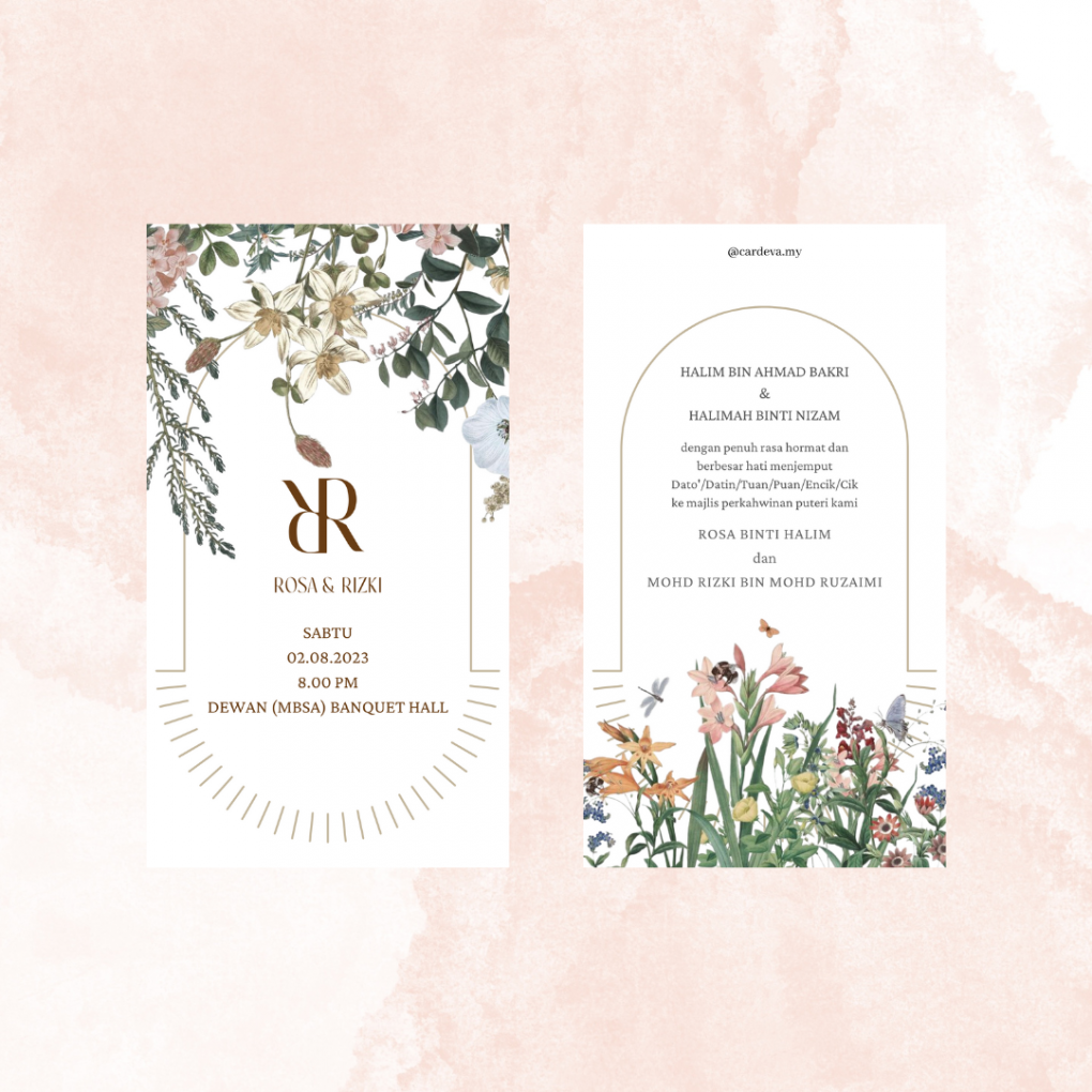 Fully Editable Digital Flowery Wedding Invitation Template, Wedding Invitation Video, Aesthetic Wedding Invitation