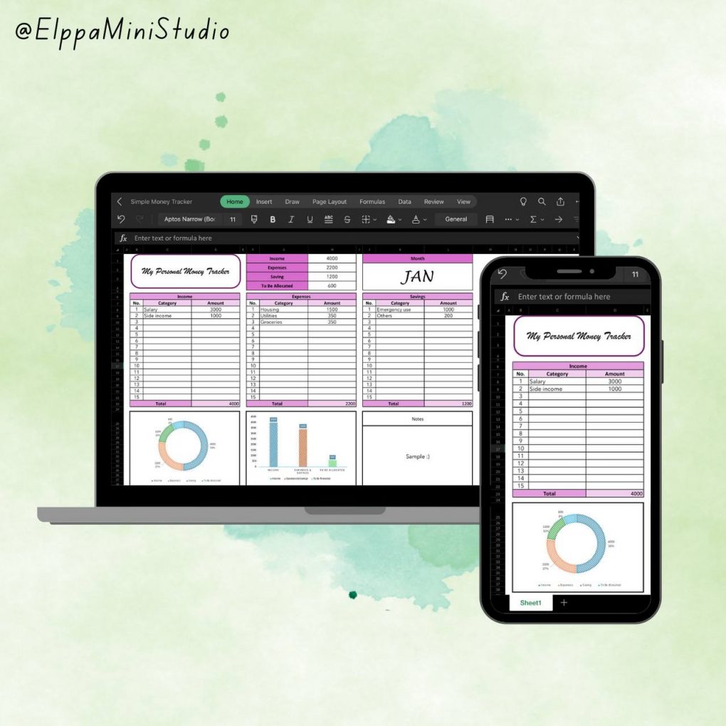 Simple Digital Money Tracker (Excel Template)