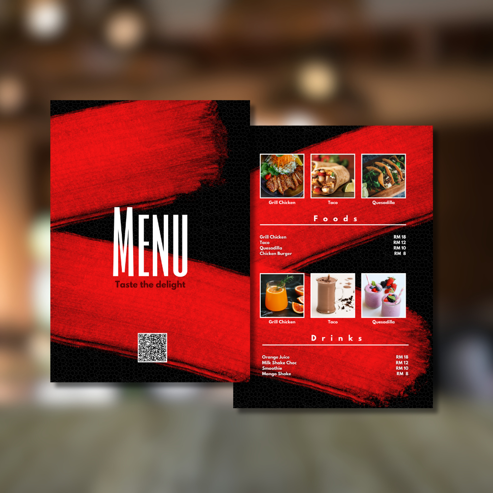 Business restaurant menu catalog digital and printable