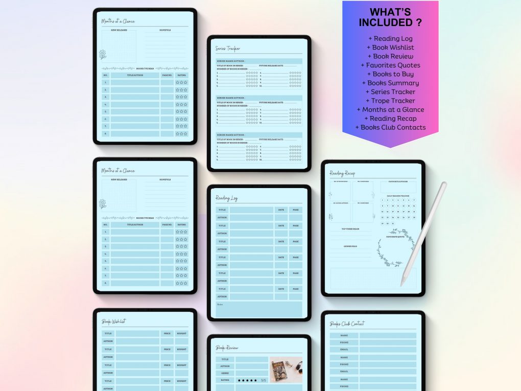 Editable & Printable Digital Reading Book Planner, Digital Reading Journal, Printable Reading Tracker, Canva Editable Planner