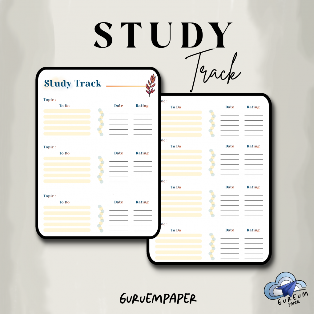 Study Planner / Study Track PDF (downloadable and printable)