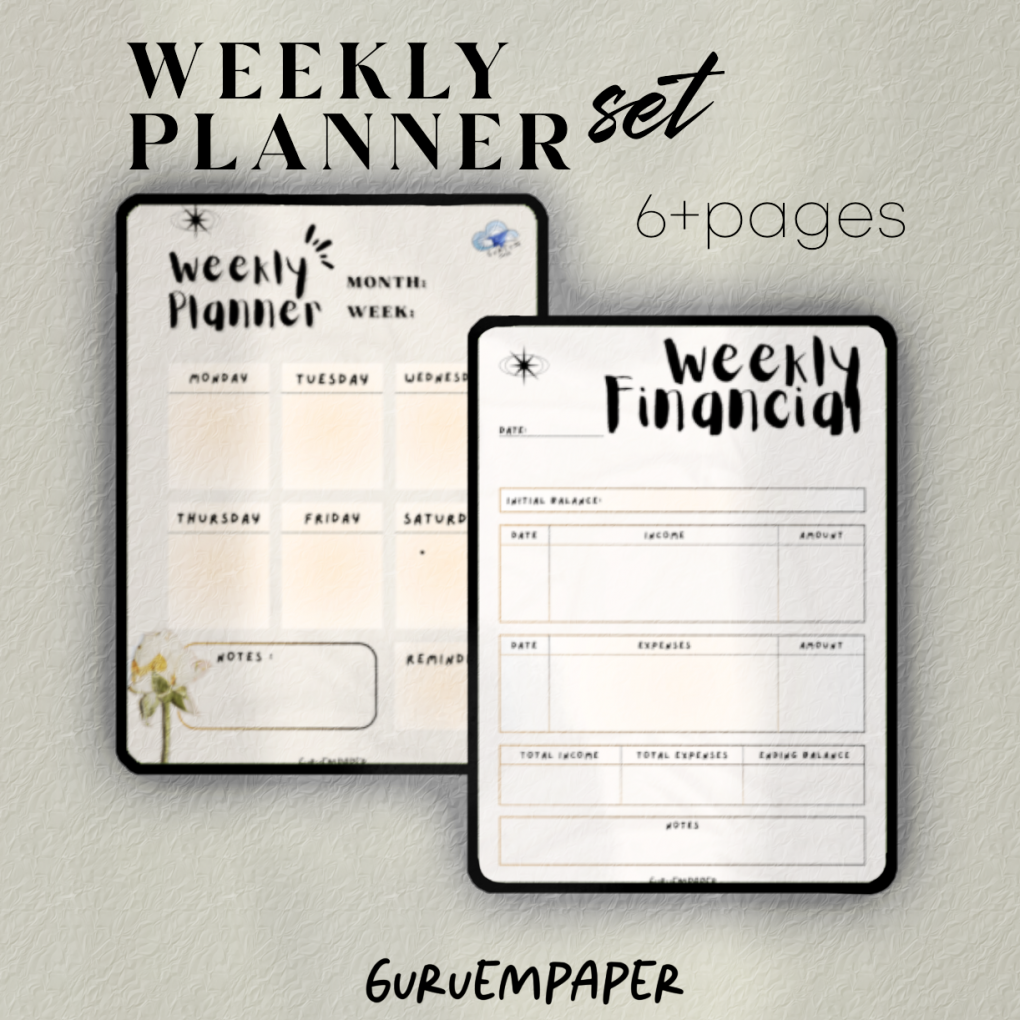 Weekly Planner Set PDF (downloadable and printable) by gureumpaper