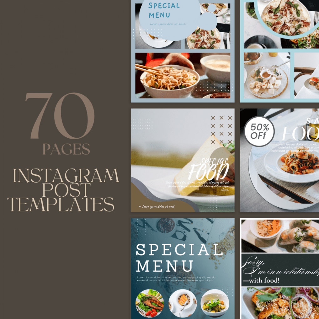 70 Template Makanan Untuk Instagram Post| Template Untuk Business, Social Media Content
