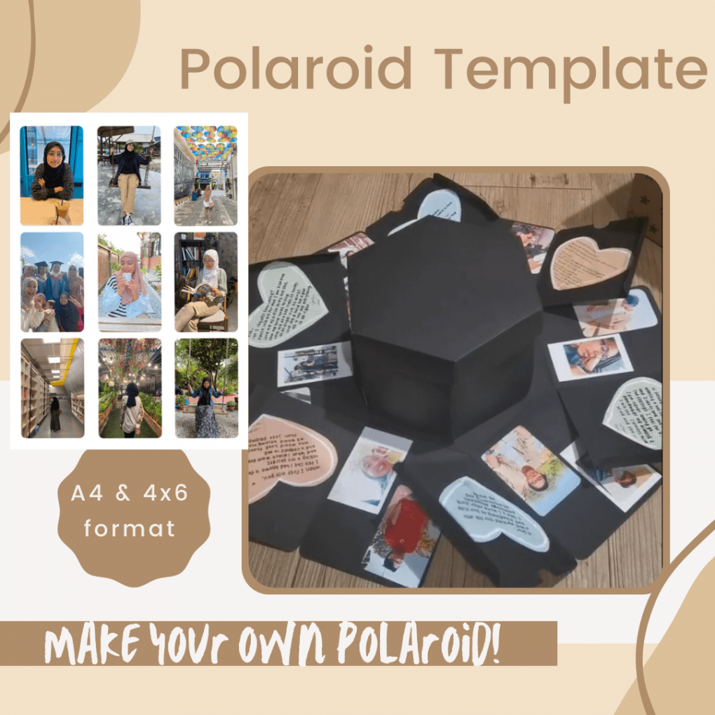 Polaroid photocard template editable canva template