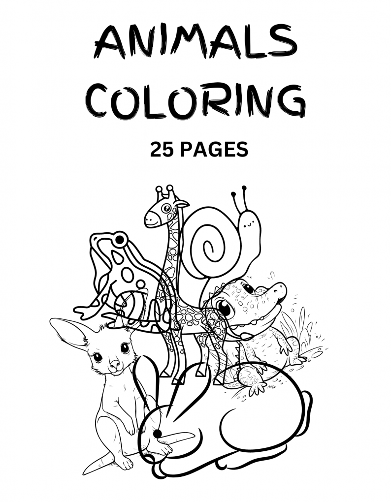 KIDS COLORING BOOK/ ANIMALS EDITION/ 25 ANIMALS