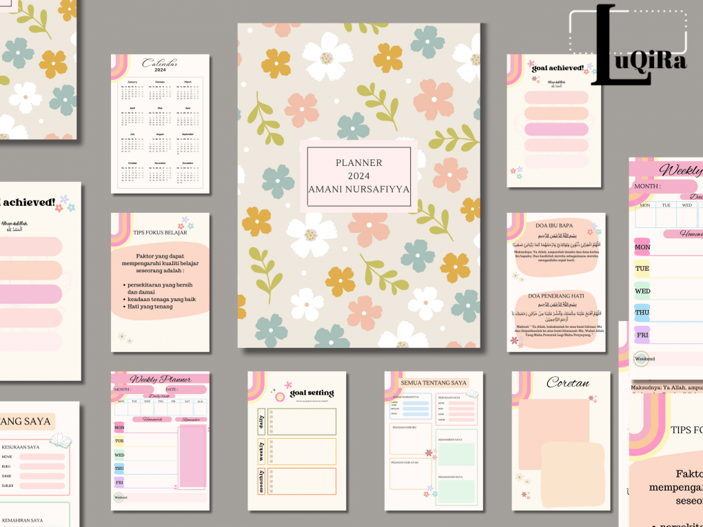 Printable school student planner, editable in canva