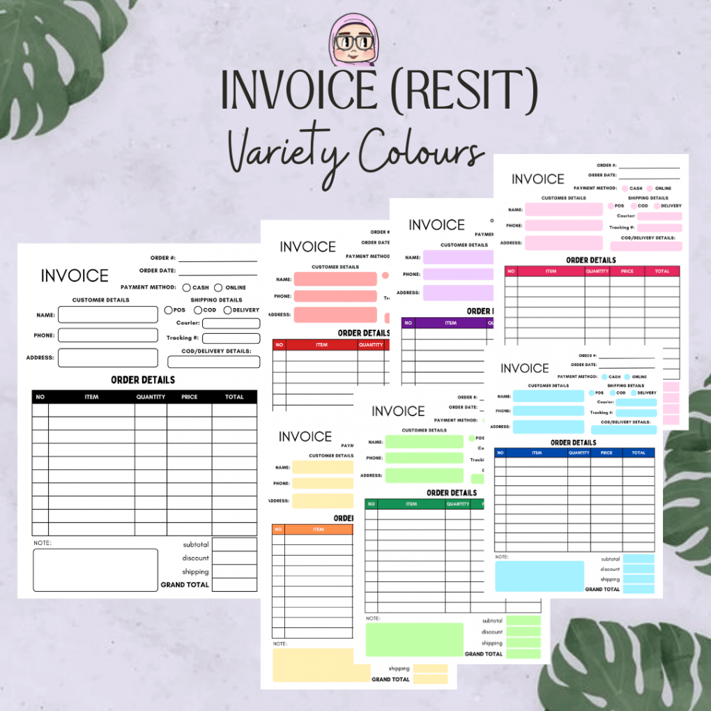 INVOICE (RESIT) ORDER FORM PRINTABLE TEMPLATE FOR SMALL BUSINESS