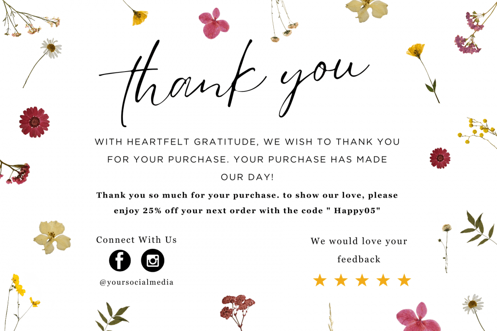 Floral Template Thank You Card