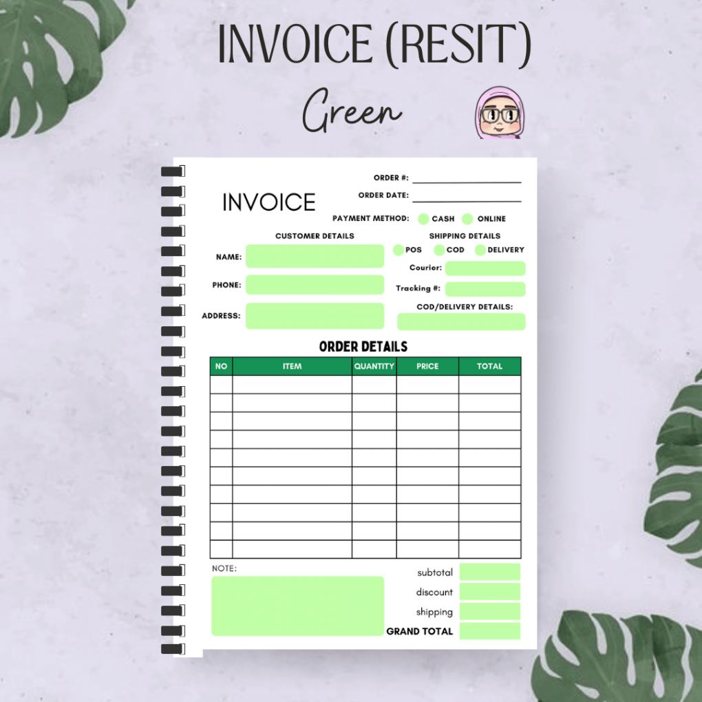 INVOICE (RESIT) ORDER FORM PRINTABLE TEMPLATE FOR SMALL BUSINESS